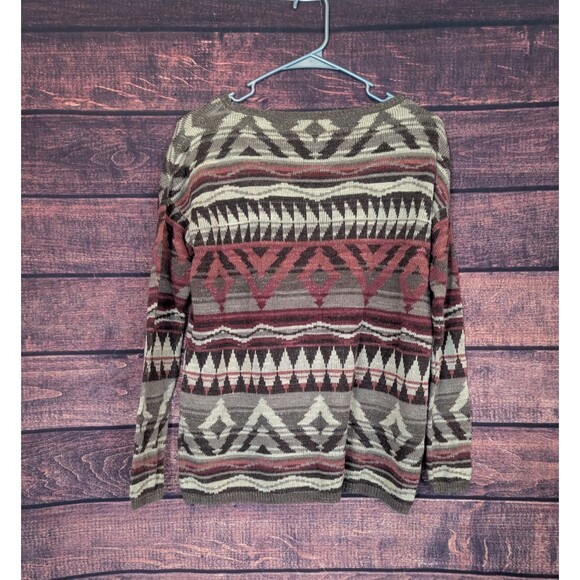 DENIM & SUPPLY Ralph Lauren Tan/Brown Tribal Aztec Knit Sweater Size XS - Picture 3 of 6